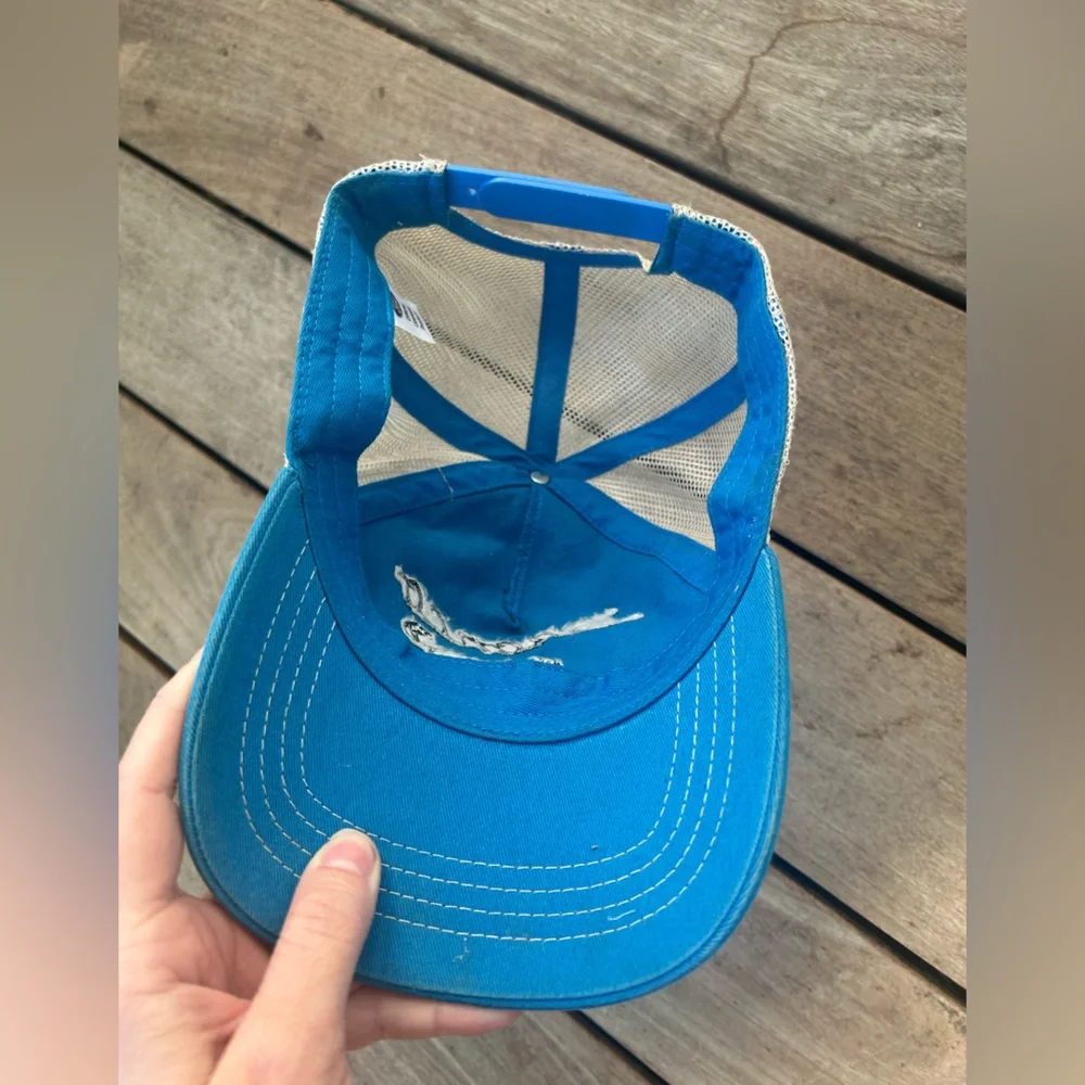 Vintage Style Ford Bronco Embroidered Snap Back Trucker Hat Curved Brim in Blue